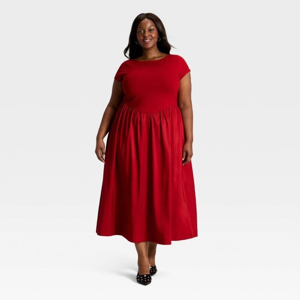 Women's Backless Knit Maxi Dress - A New Day Dark Red XXL